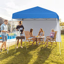 300 x 300 cm Pop up Canopy Tent with 1 Sidewall and Portable Backpack-Blue