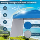 300 x 300 cm Pop up Canopy Tent with 1 Sidewall and Portable Backpack-Blue