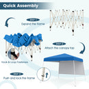 300 x 300 cm Pop up Canopy Tent with 1 Sidewall and Portable Backpack-Blue