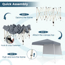 300 X 300 Cm Pop Up Canopy Tent With 1 Sidewall And Portable Backpack-Grey