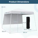 300 x 300 cm Pop up Canopy Tent with 1 Sidewall and Portable Backpack-White