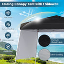 300 X 300 Cm Pop Up Canopy Tent With 1 Sidewall And Portable Backpack-Black