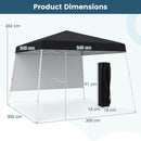 300 X 300 Cm Pop Up Canopy Tent With 1 Sidewall And Portable Backpack-Black