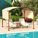 300 x 360 cm Retractable Pergola Arched Patio Pergola with Sun Shade Canopy-Beige