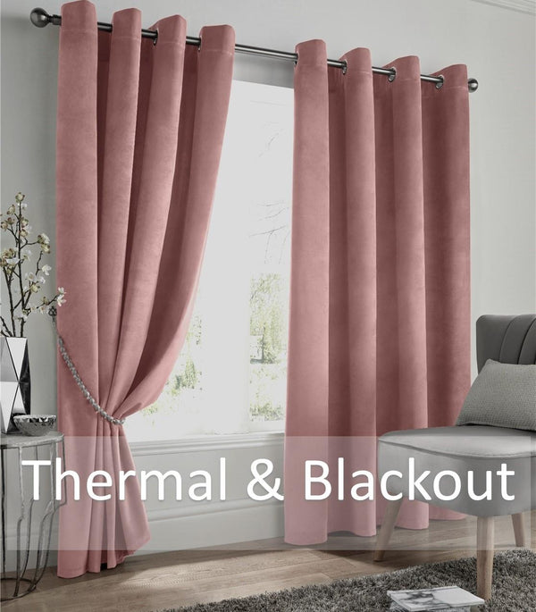 Plain Velvet Ring Top Blackout Curtains
