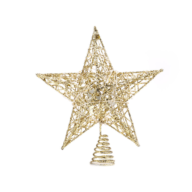 Livingandhome Decorative Star Sequins Christmas Tree Topper with LED Lights