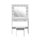Livingandhome Elegant White Vanity Table with Stool