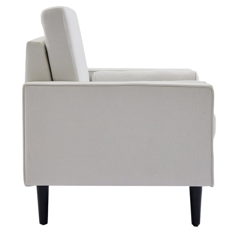Livingandhome Beige Linen Mid-Century Armchair