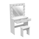 Livingandhome Elegant White Vanity Table with Stool