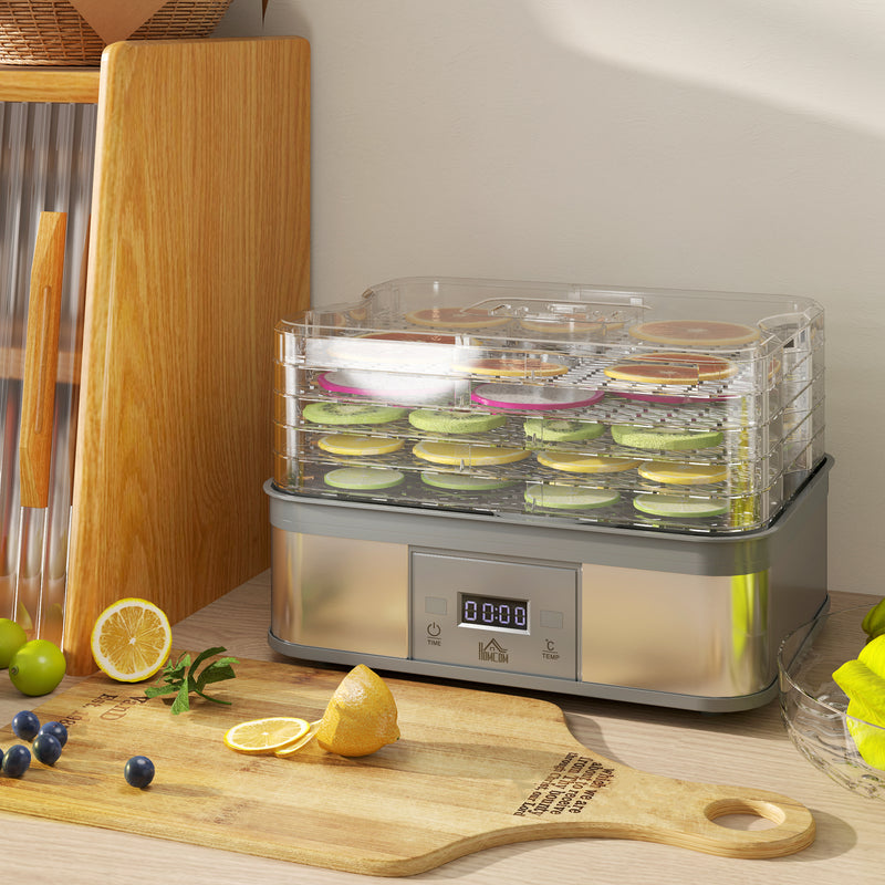 HOMCOM 5 Tier Food Dehydrator, 245W for Drying Fruit, Meat, Vegetable, White