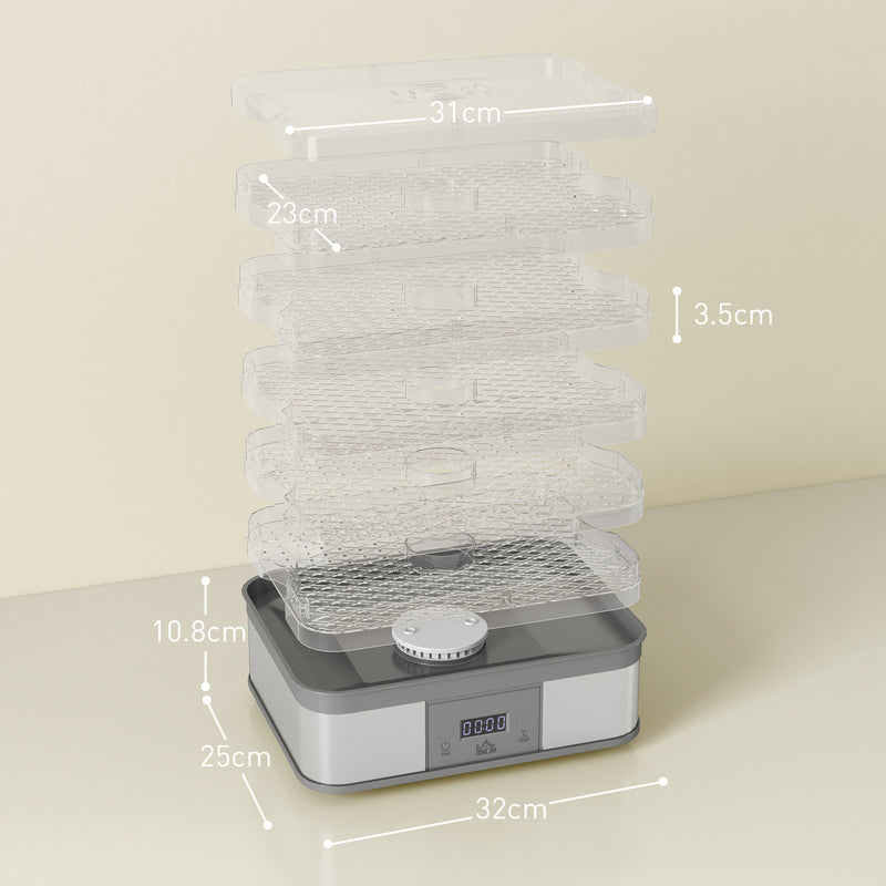 HOMCOM 5 Tier Food Dehydrator, 245W for Drying Fruit, Meat, Vegetable, White
