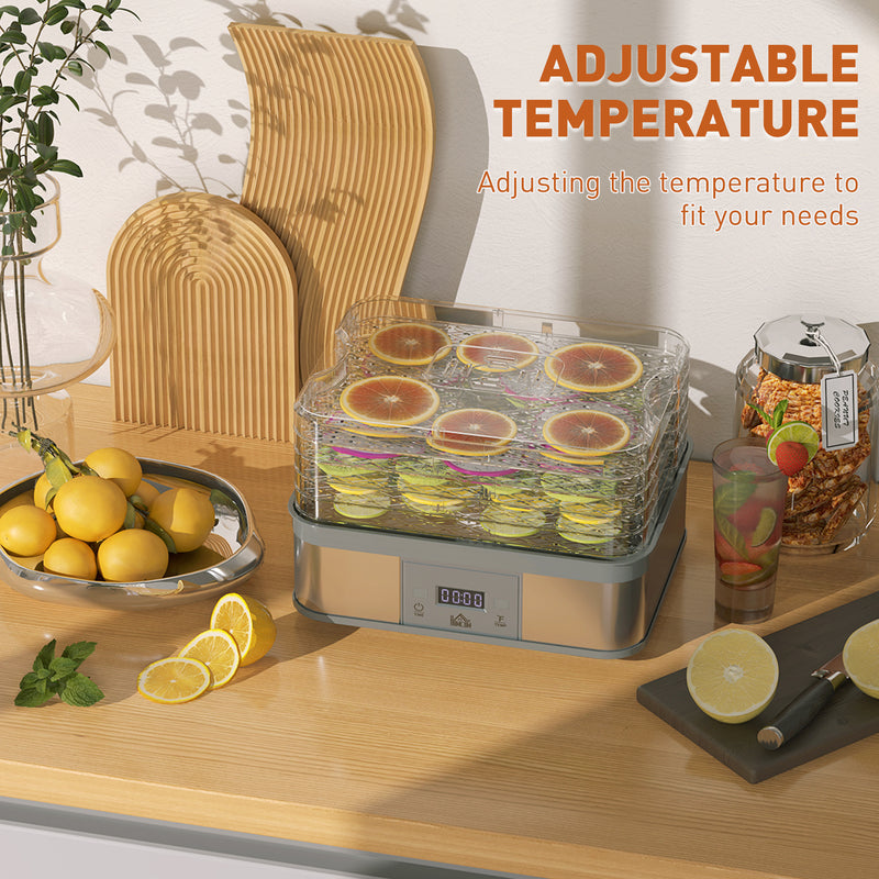 HOMCOM 5 Tier Food Dehydrator, 245W for Drying Fruit, Meat, Vegetable, White