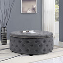 Livingandhome Stylish Round Ottoman with Nailhead Trim