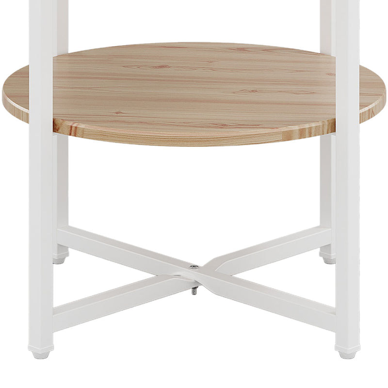 Livingandhome Small Round Coffee Table with 2 Tier