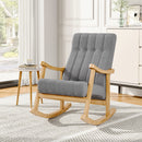 Livingandhome Rubberwood Frame Velvet Rocking Chair