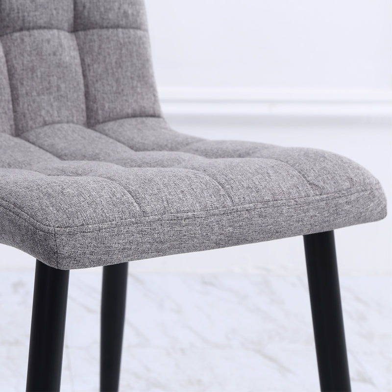 Livingandhome 4Pcs Tufted Modern Armless Dining Chairs with Metal Legs