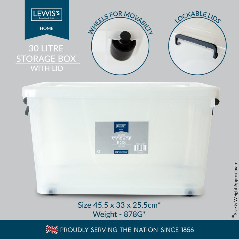 Lewis's Storage Box With Lid 30L