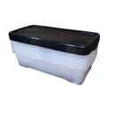 6 x 42L Clear Under Bed Storage Box with Black Lid, Stackable and Nestable Design Storage Solution