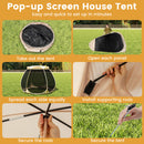 310 X 270 CM Foldable Outdoor Screened Camping Tent Gazebo-Sand Color