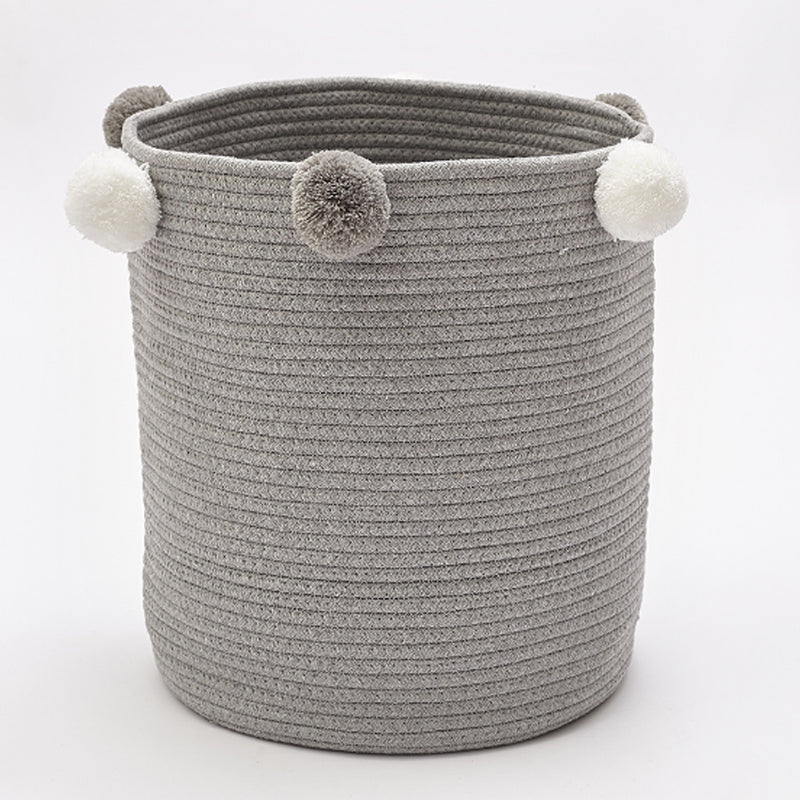 Lifeideas Cotton Rope Basket Woven Laundry Blanket Toy Basket Organizer with Pompom Living Room Grey