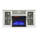 3-Sided Electric Fireplace TV Stand with Glass Door Closed Storage