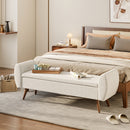 Livingandhome Linen Fabric Storage Ottoman Bench