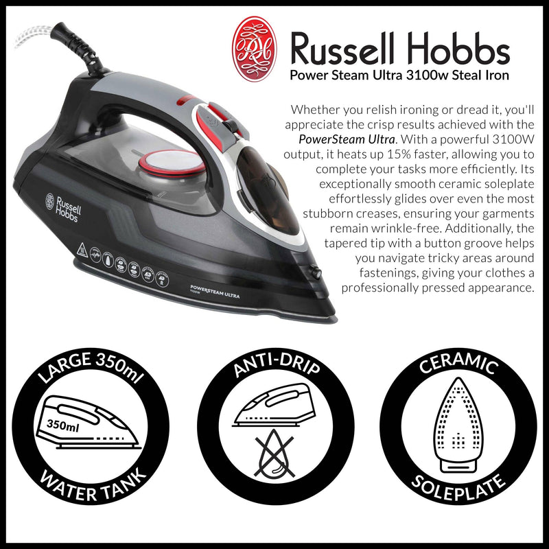 Russell Hobbs Power Steam Ultra 3100W Steam Iron - Black