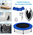 Foldable Mini Trampoline with Springs and Padded Cover-Blue