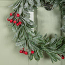 35cm Hanging Christmas Wreath with Red Berries