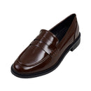 Casual Closed Toe Slip-on Penny Loafers With Low Heel - Brown