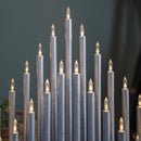 34cm Battery Operated Light up Christmas Candlebridge in Silver with Warm White LEDs