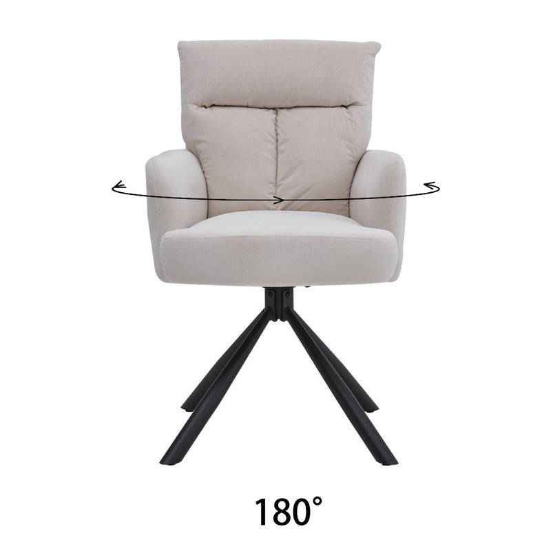 Livingandhome Modern Upholstered Swivel Armchair with Black Legs