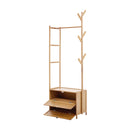 Livingandhome 52cm Multi-functional Wooden Coat Rack with Storage Drawers