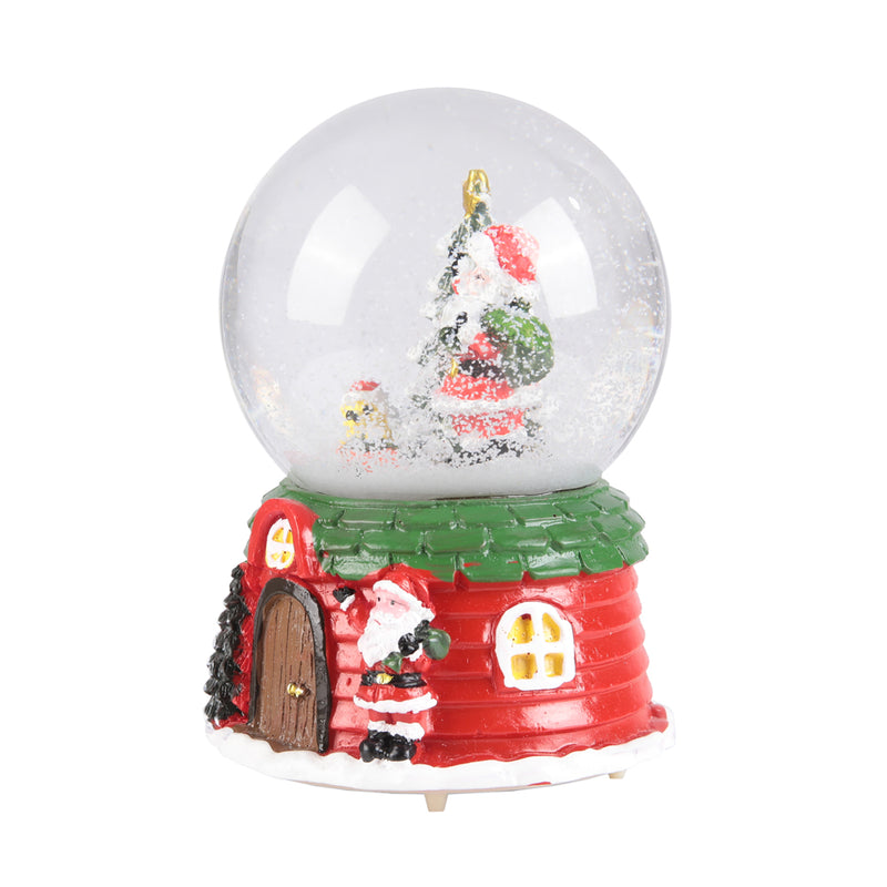Lifeideas Santa Claus Snow Ball Gift Music Box Christmas Glass Ornament