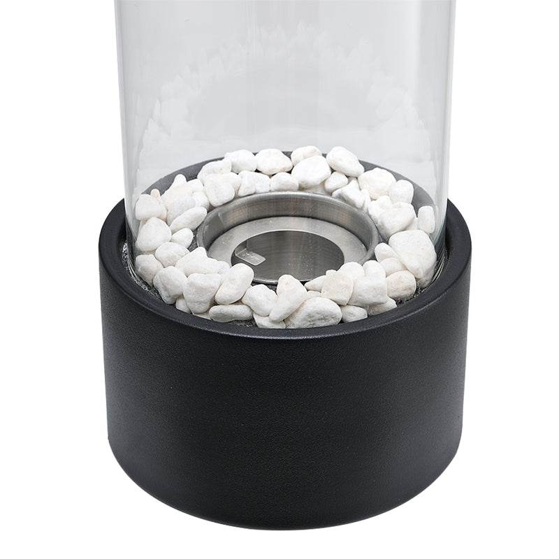 Round Freestanding Tabletop Ventless Ethanol Fireplace with Glass Screen