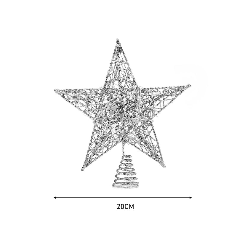 Livingandhome Decorative Star Sequins Christmas Tree Topper with LED Lights