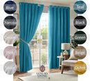 Chenille Blackout Taped Curtains Teal