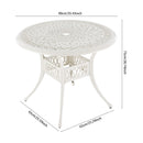 Breeins 5 Piece Cast Aluminium Garden Bistro Set With Cushions - 4 Seater Outdoor Patio Table & Chairs With Parasol Hole - Off White