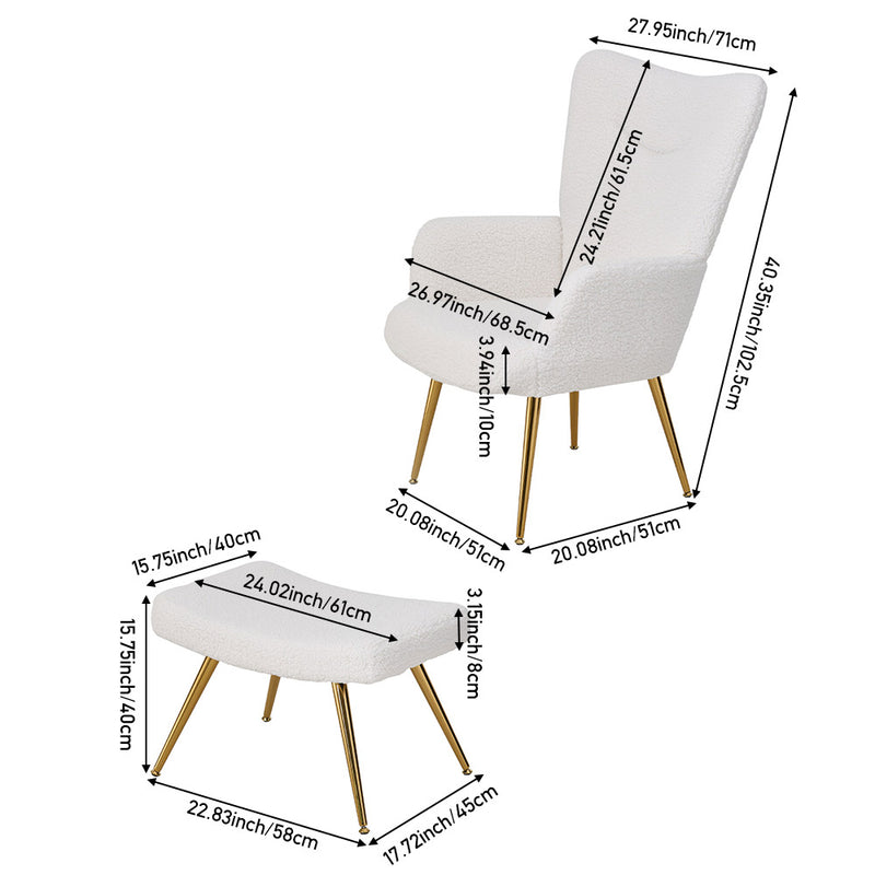 Livingandhome Accent Chair with Footstool Set