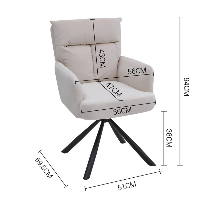 Livingandhome Modern Upholstered Swivel Armchair with Black Legs