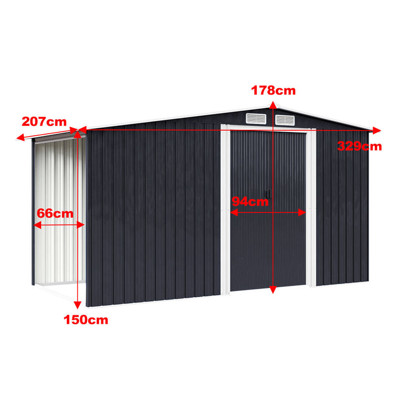 Breeins Metal Utility Shed with Firewood Rack