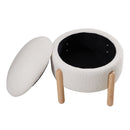Livingandhome Upholstered Round Storage Ottoman Foot Rest