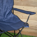 Outdoor Blue Folding Camping Chair With Armrests & Cupholder