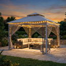 330 X 330 CM Double Roof Soft Top Patio Gazebo With Zippered Mesh Netting-Grey