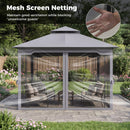 330 X 330 CM Double Roof Soft Top Patio Gazebo With Zippered Mesh Netting-Grey