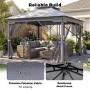 330 X 330 CM Double Roof Soft Top Patio Gazebo With Zippered Mesh Netting-Grey