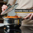 Crosse Set of 3 Stainless Steel Saucepans with Glass Lids