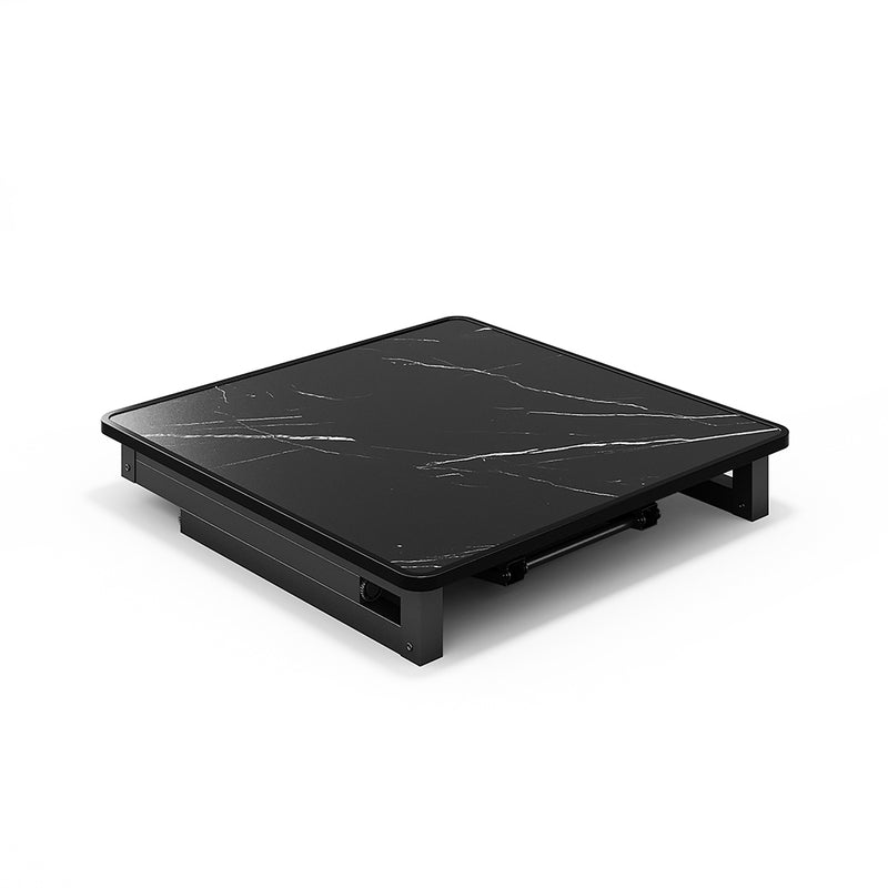 Livingandhome Square 60cm Folding Coffee Table with Marble Effect Top