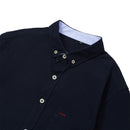 Solid Short Sleeve Shirt With Turn-Down Collar - Navy