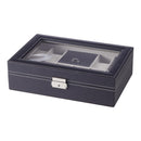 Sheonly 8-Slot Black PU Leather Watch Display Box with Ring Slots